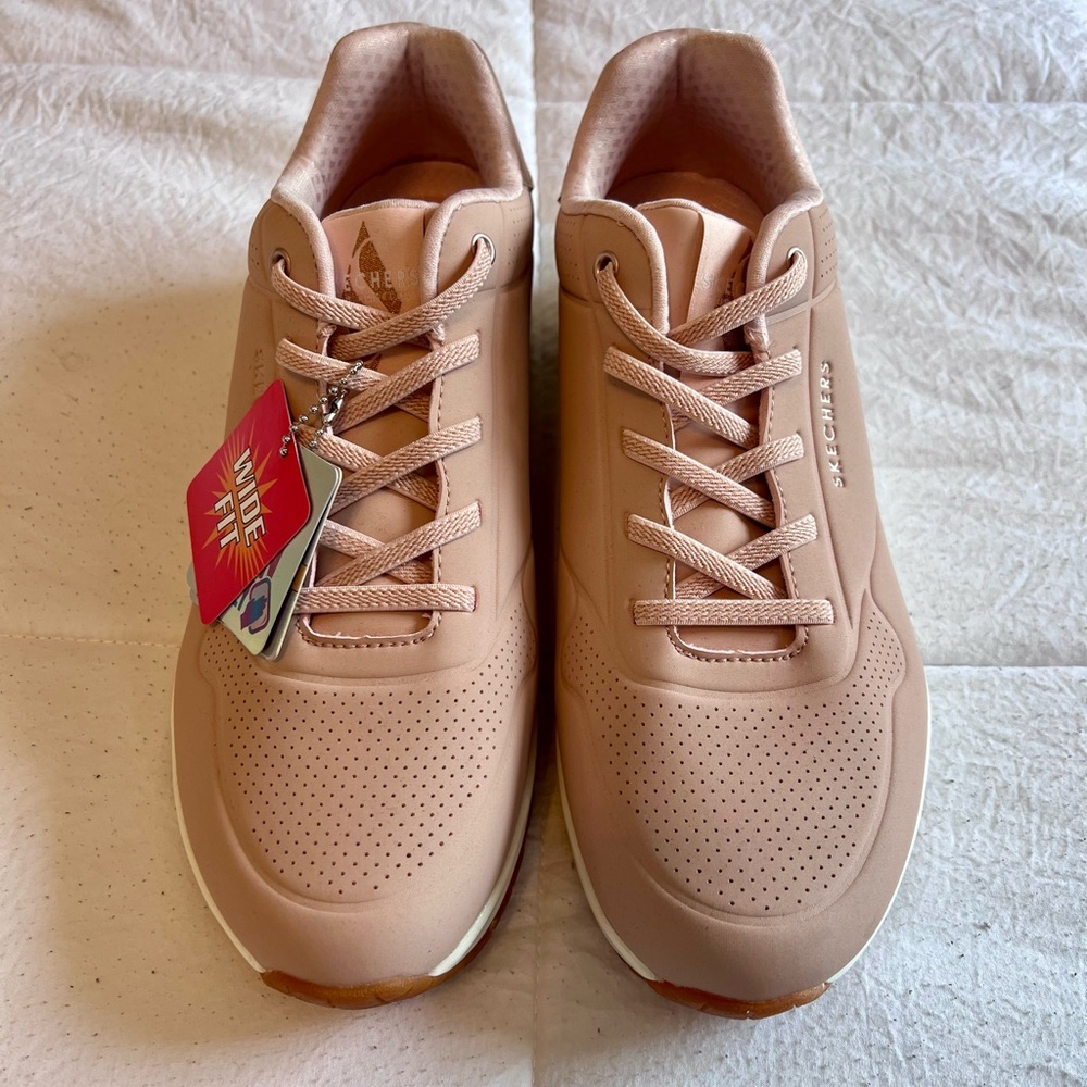 Skechers Street Uno Shimmer Away Sneakers Rose Pink Womens size 10 wide fit